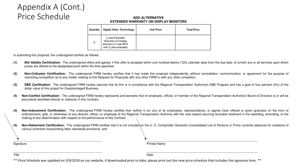 appendix a cont price schedule