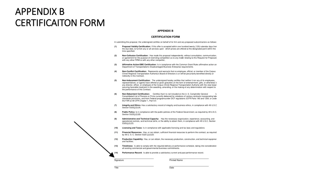 appendix b appendix b certificaiton form