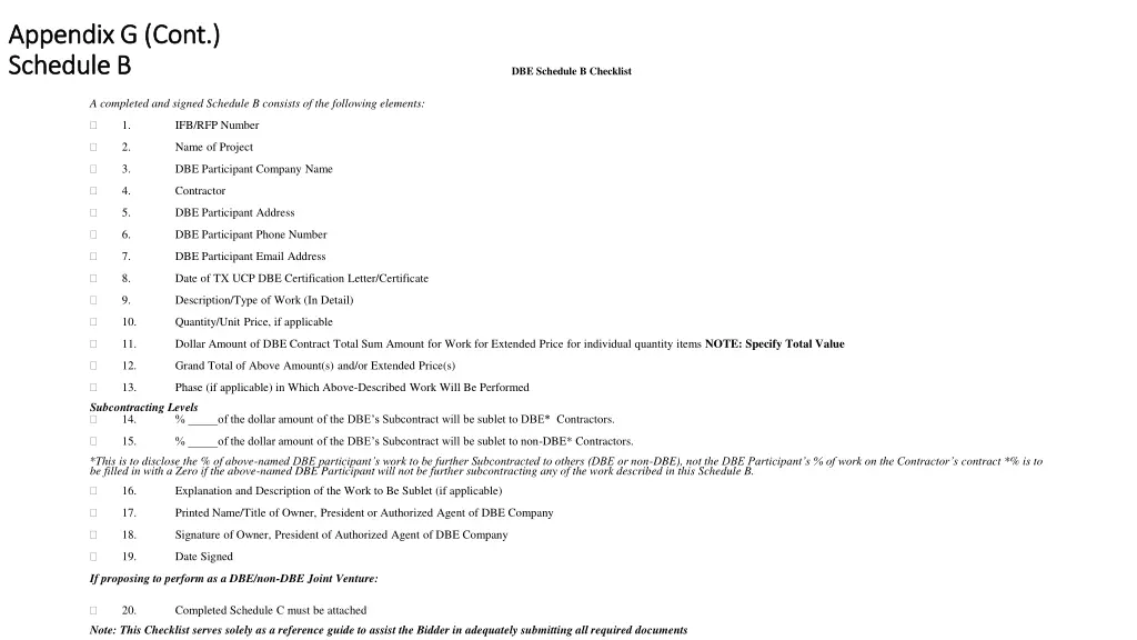 appendix g cont appendix g cont schedule 1