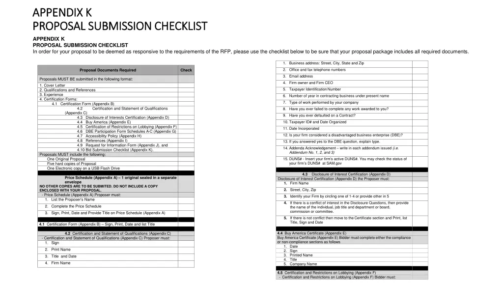 appendix k appendix k proposal submission