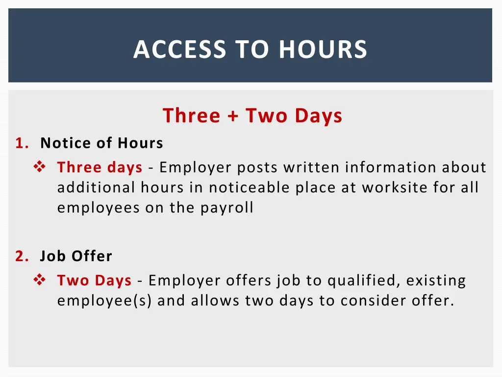 access to hours 1