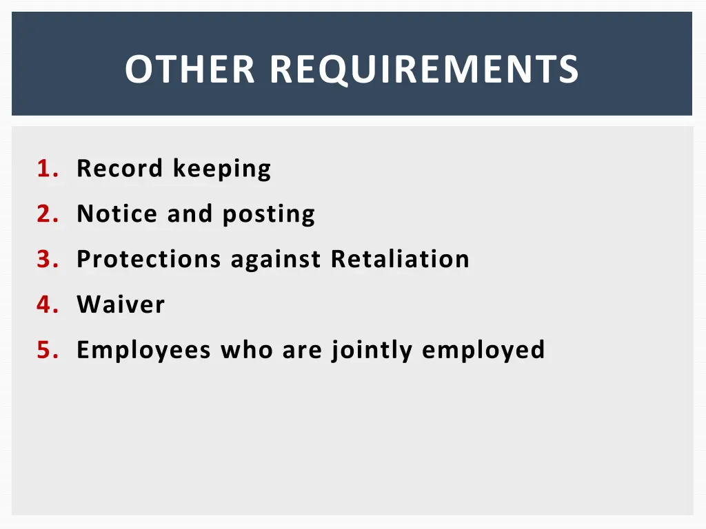 other requirements