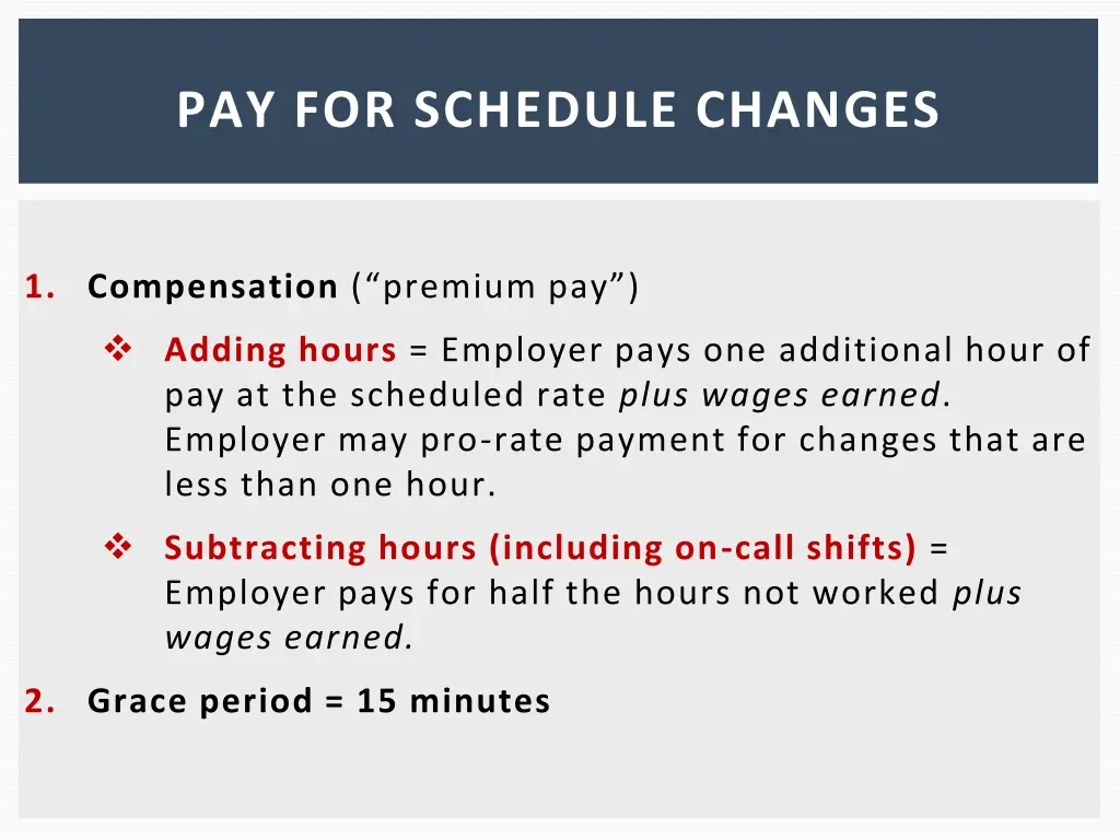 pay for schedule changes 1