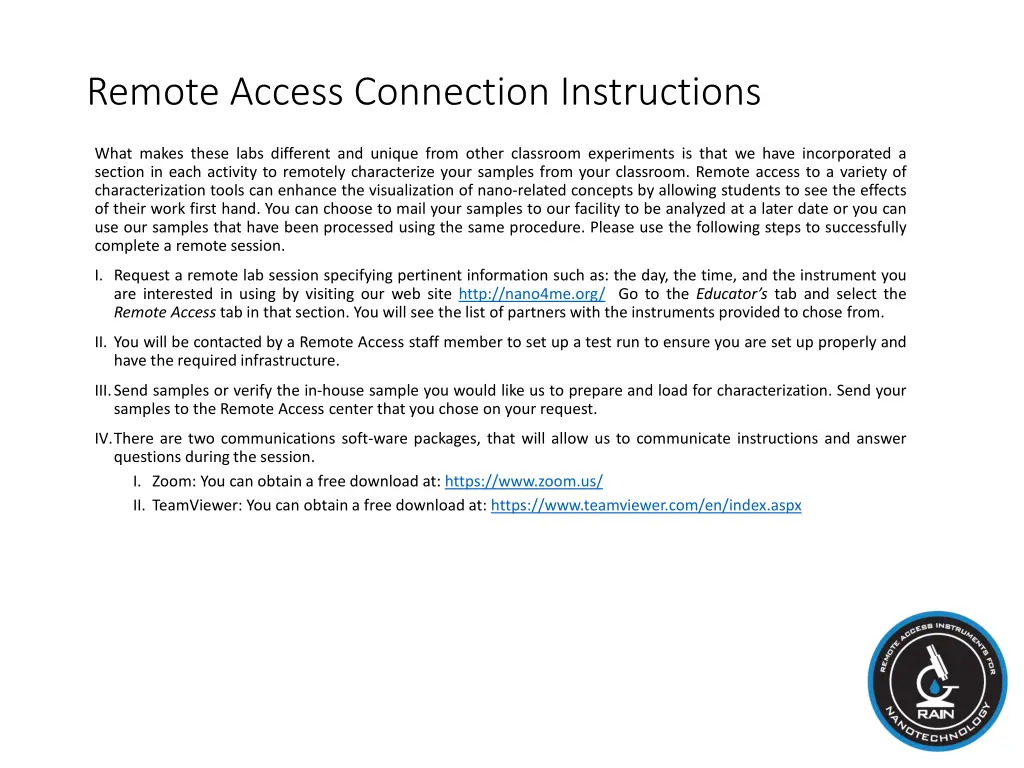 remote access connection instructions