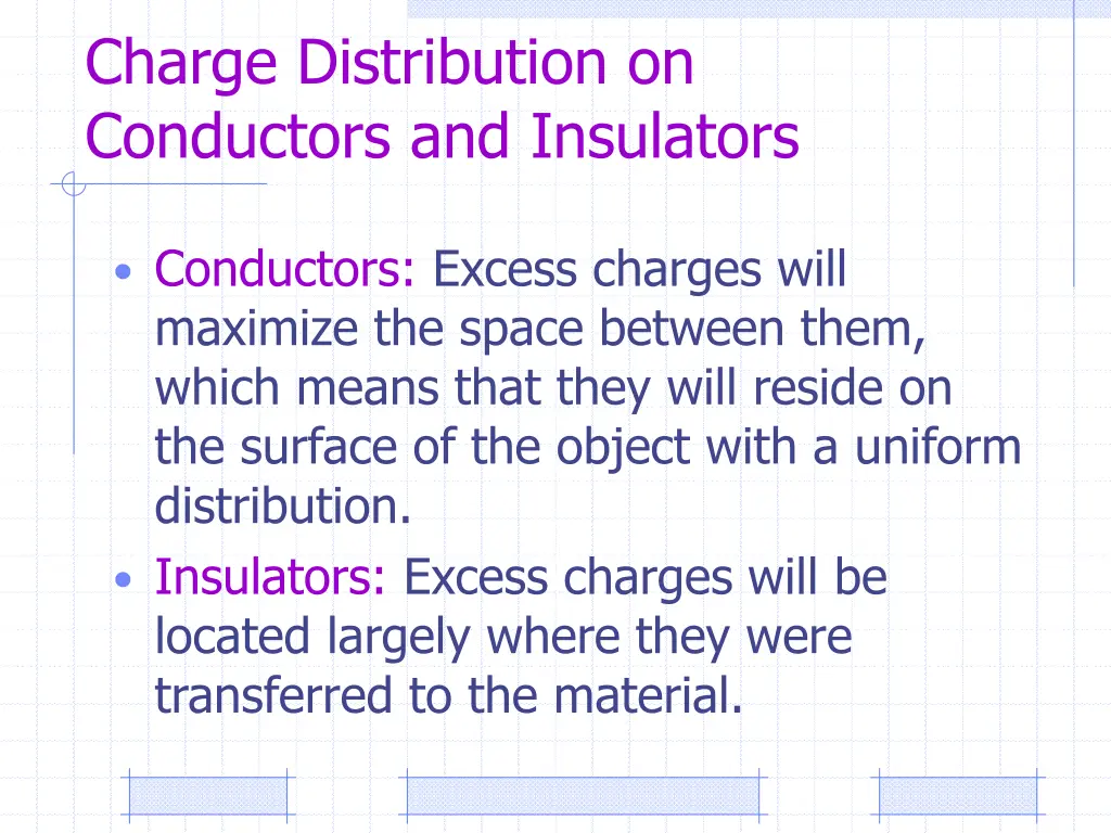 charge distribution on conductors and insulators