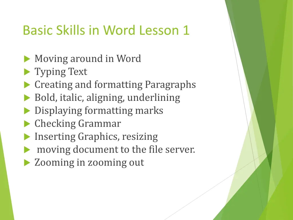 basic skills in word lesson 1