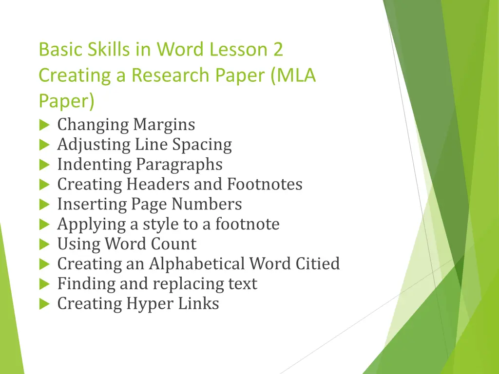 basic skills in word lesson 2 creating a research