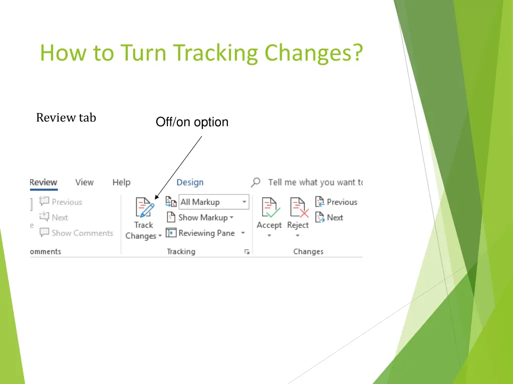 how to turn tracking changes