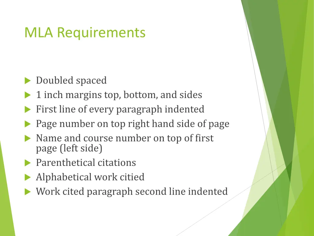 mla requirements