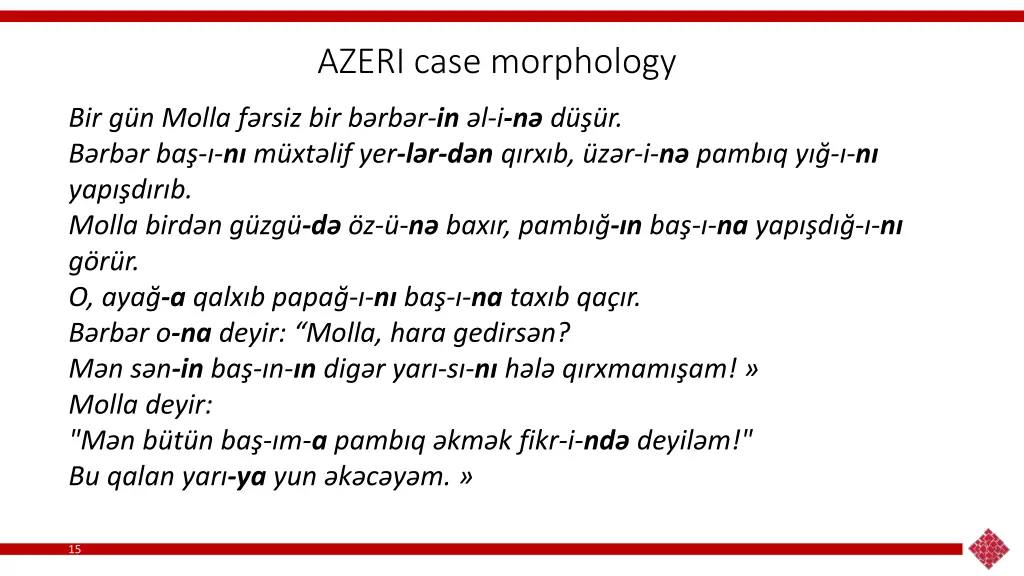 azeri case morphology