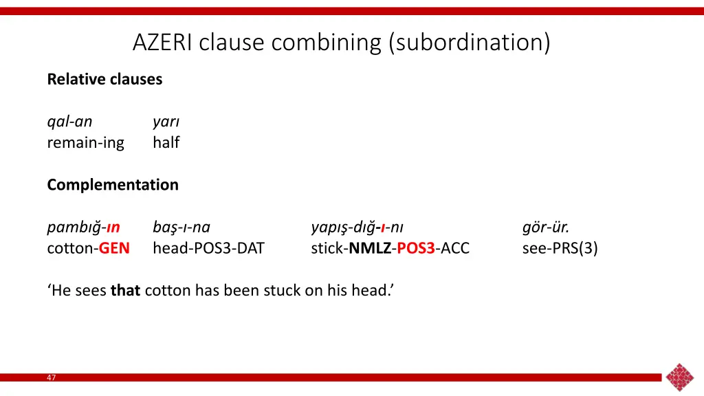 azeri clause combining subordination 1