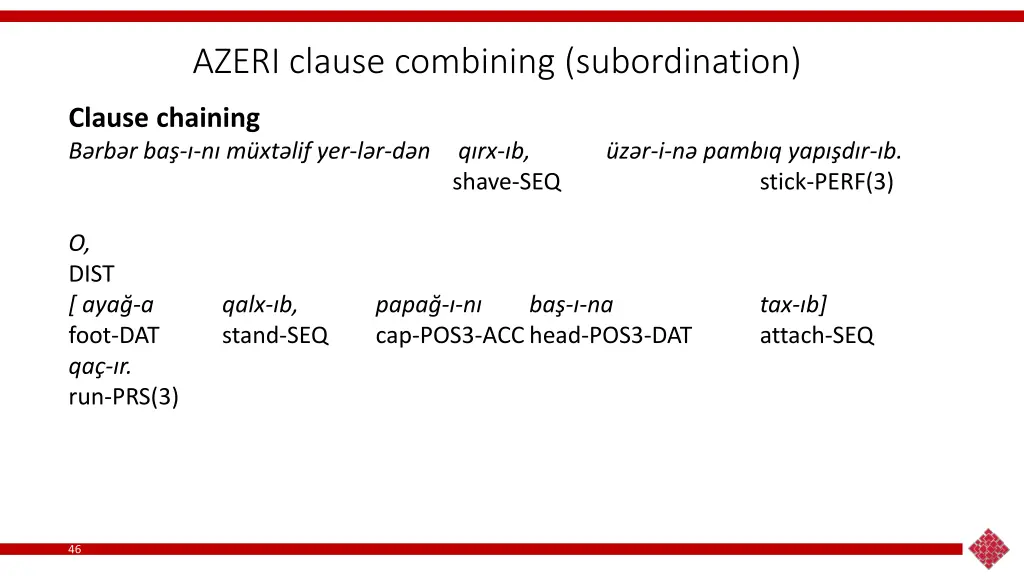 azeri clause combining subordination