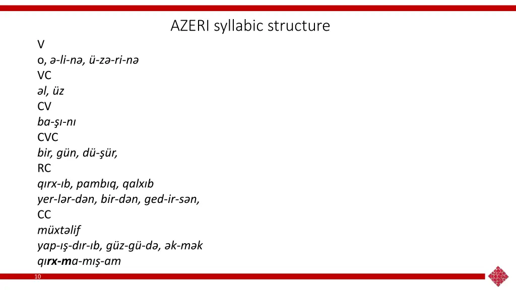 azeri syllabic structure