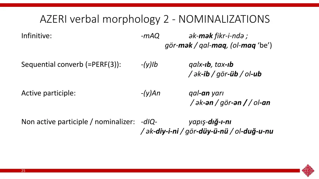 azeri verbal morphology 2 nominalizations