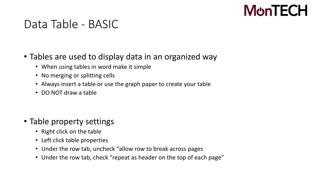 data table basic