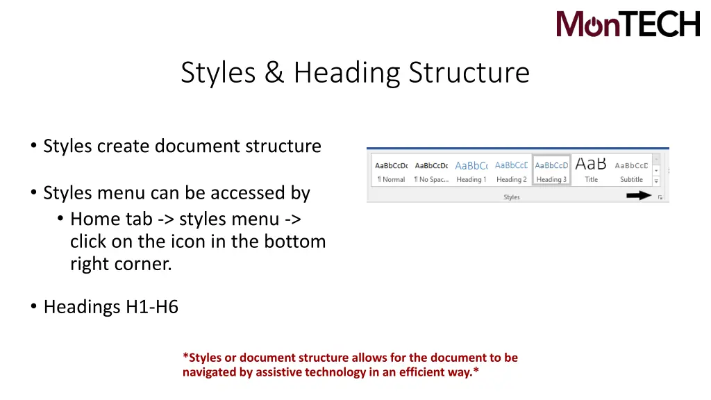 styles heading structure