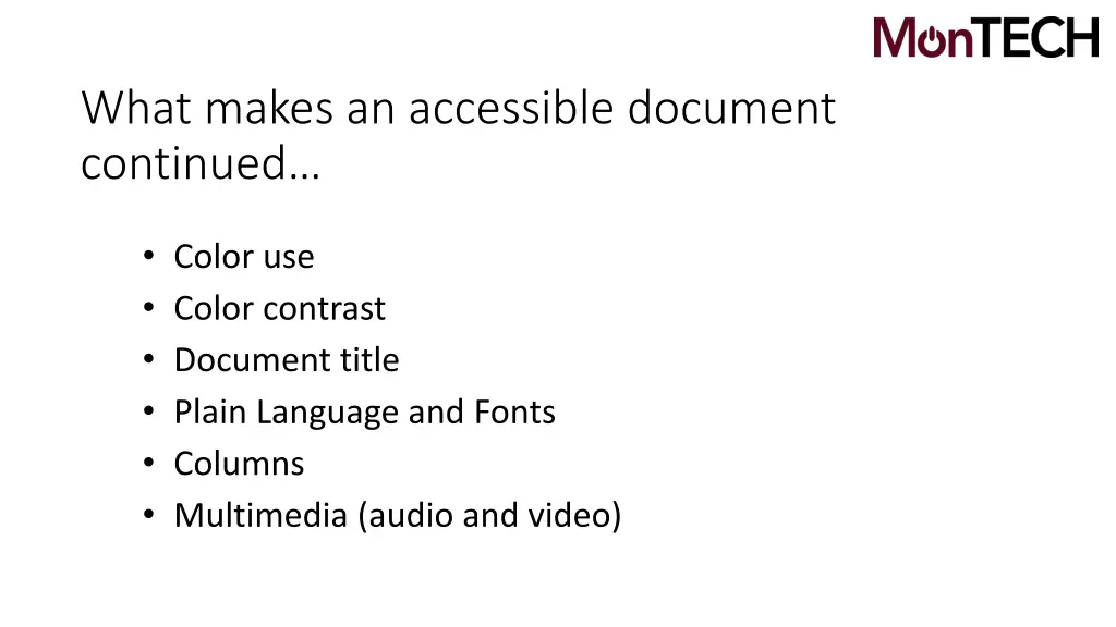 what makes an accessible document continued