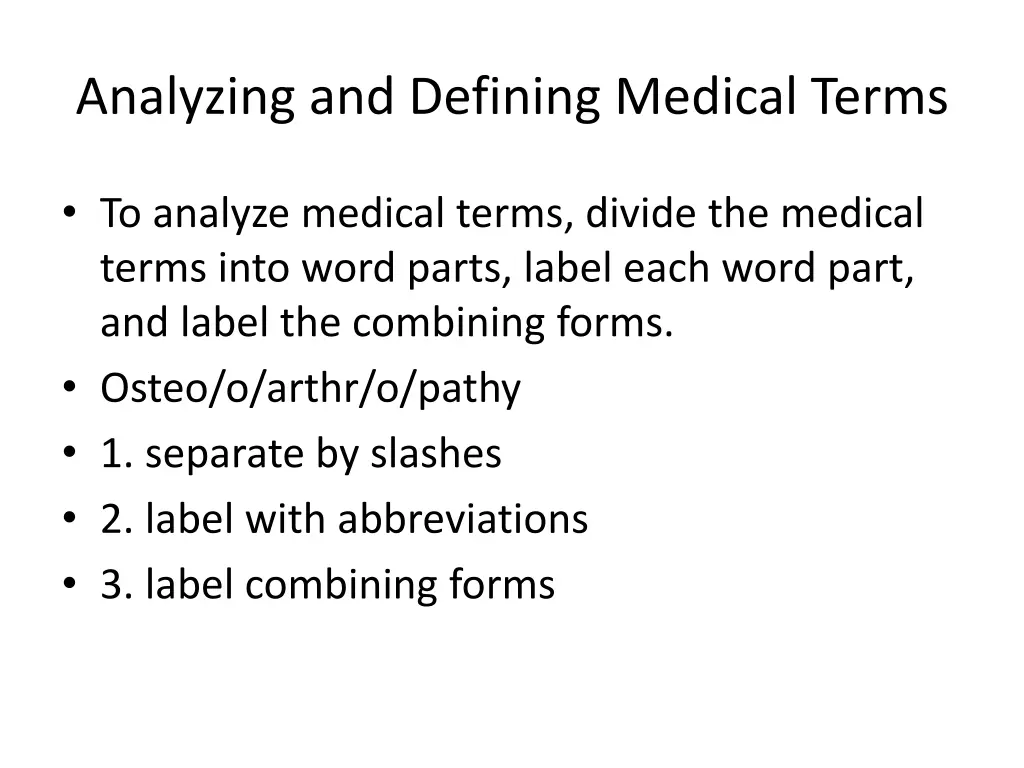 analyzing and defining medical terms