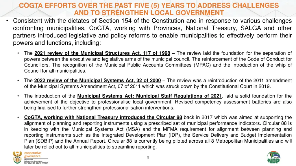 cogta efforts over the past five 5 years