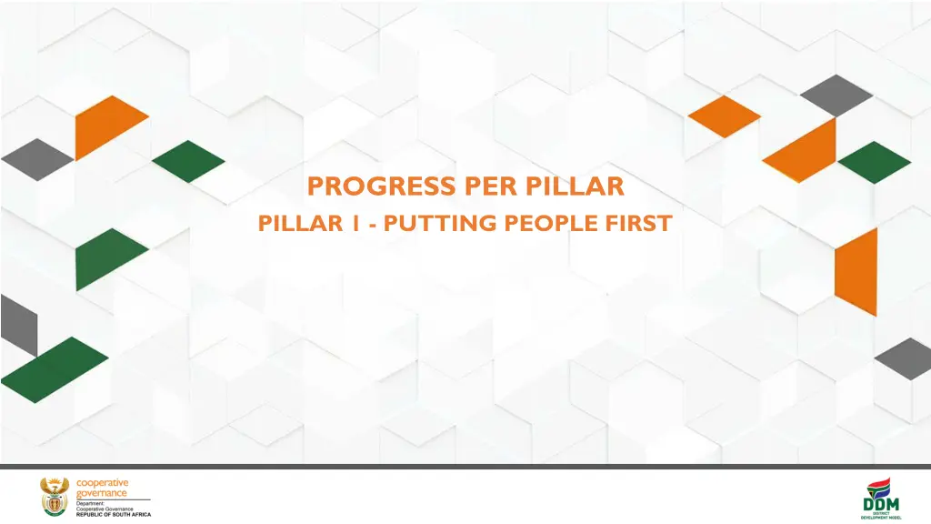 progress per pillar pillar 1 putting people first