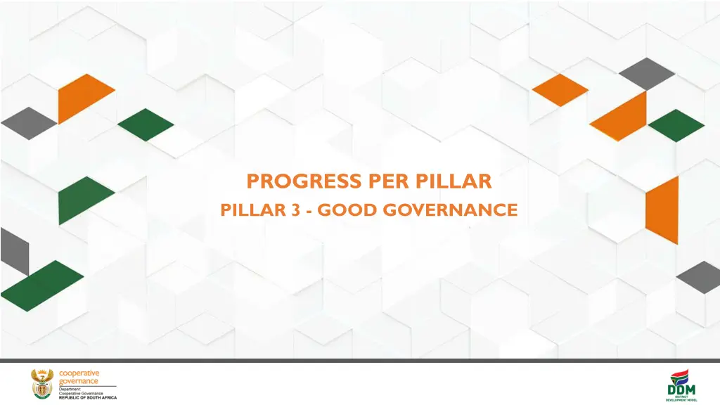 progress per pillar pillar 3 good governance
