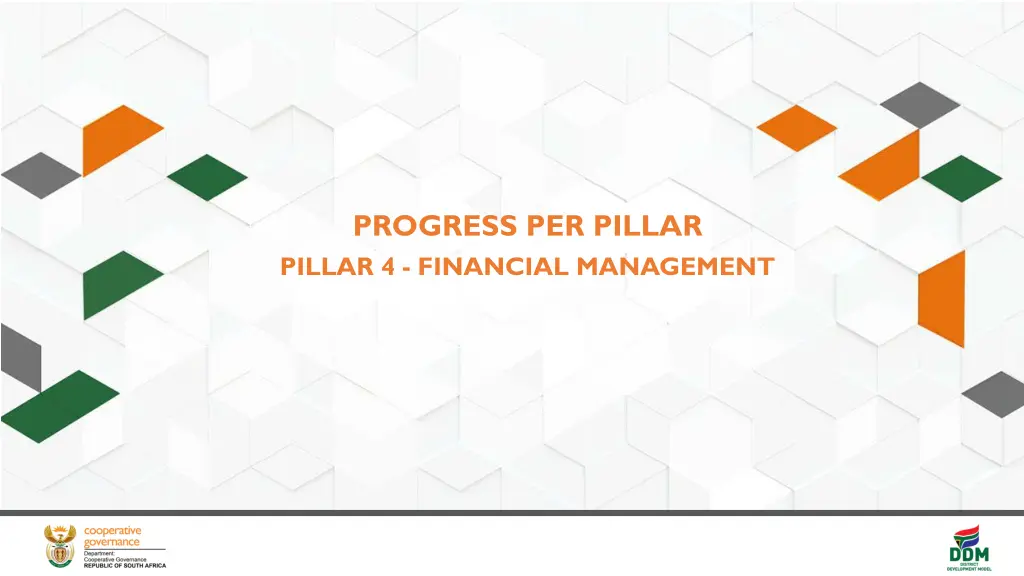 progress per pillar pillar 4 financial management