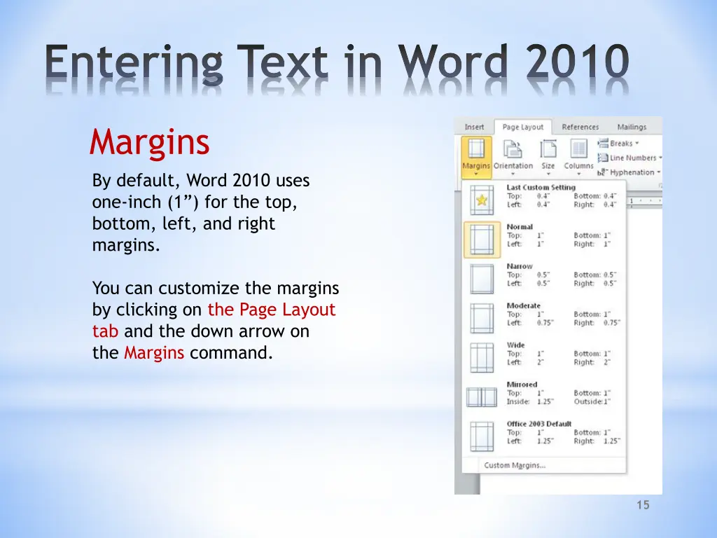 entering text in word 2010 2