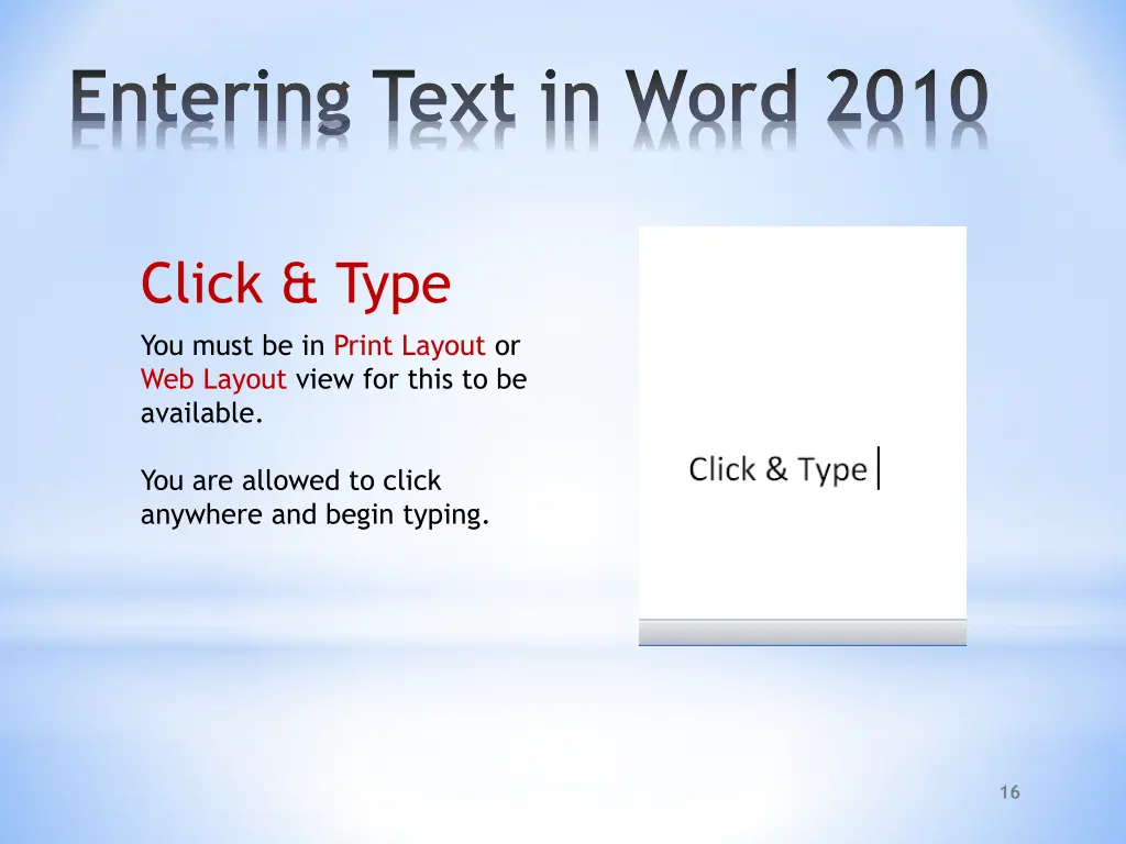 entering text in word 2010 3