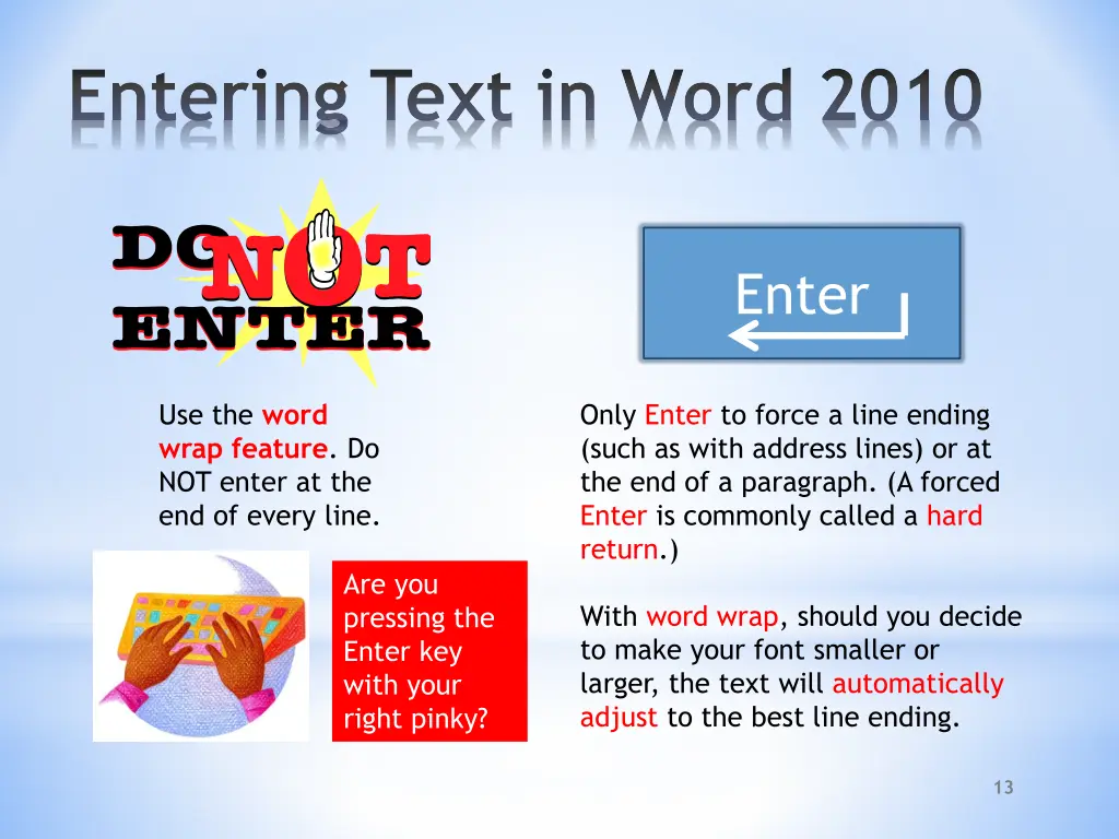 entering text in word 2010