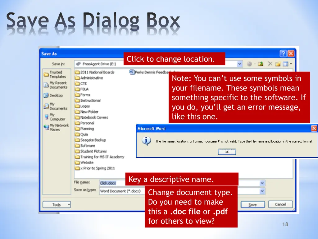 save as dialog box