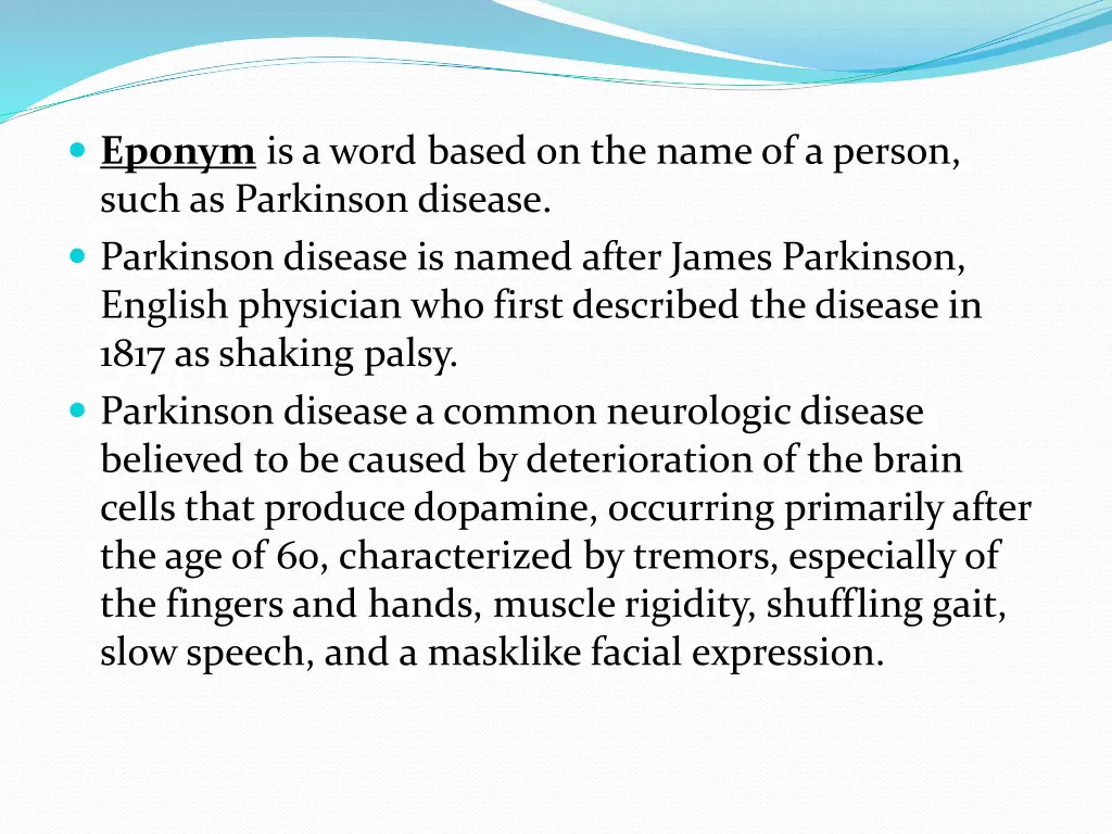 eponym is a word based on the name of a person