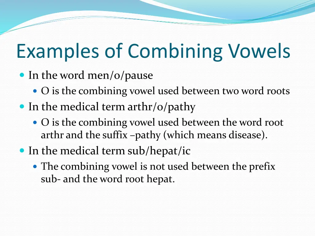 examples of combining vowels