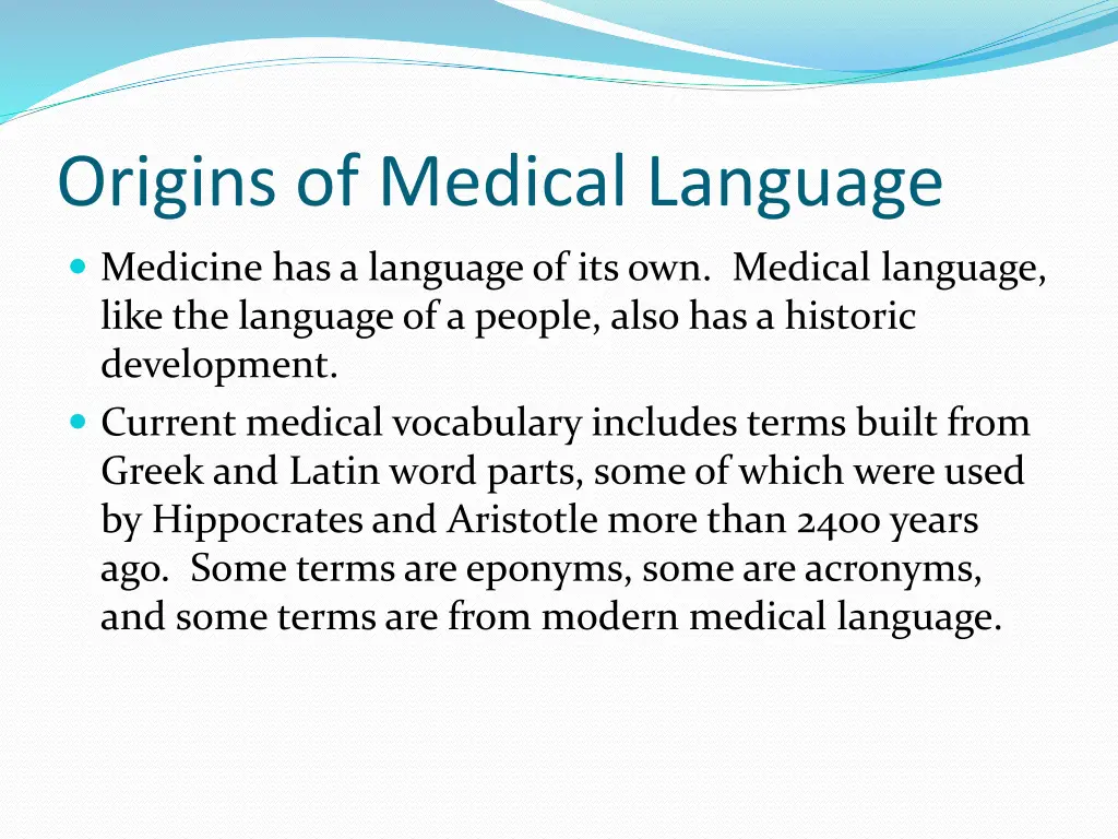 origins of medical language