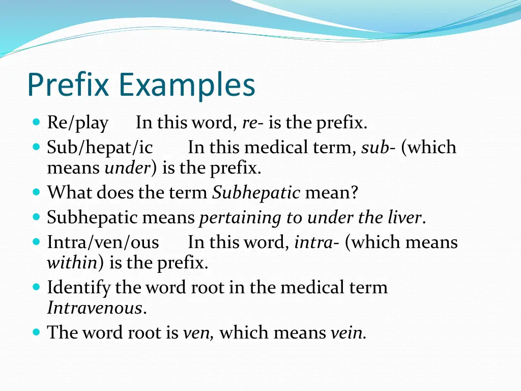 prefix examples re play in this word