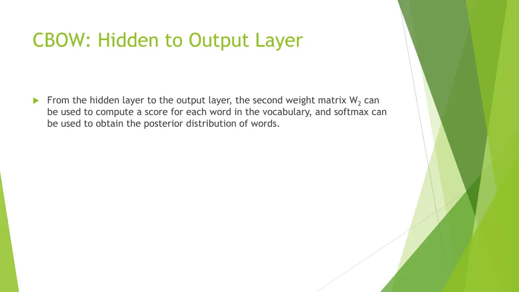 cbow hidden to output layer