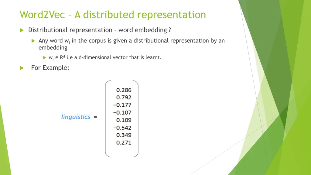 word2vec a distributed representation