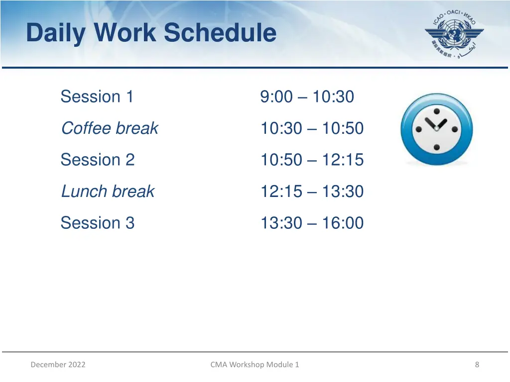 daily work schedule