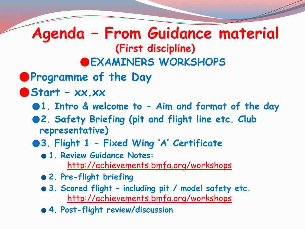 agenda from guidance material first discipline