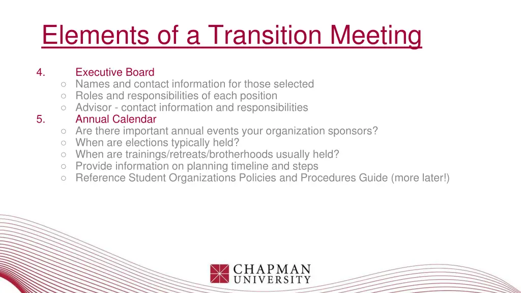 elements of a transition meeting 1