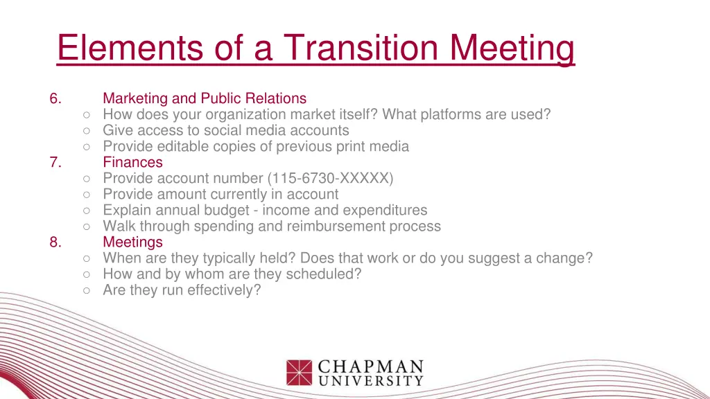 elements of a transition meeting 2