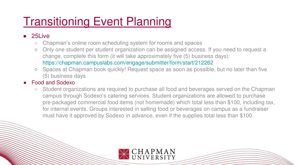 transitioning event planning