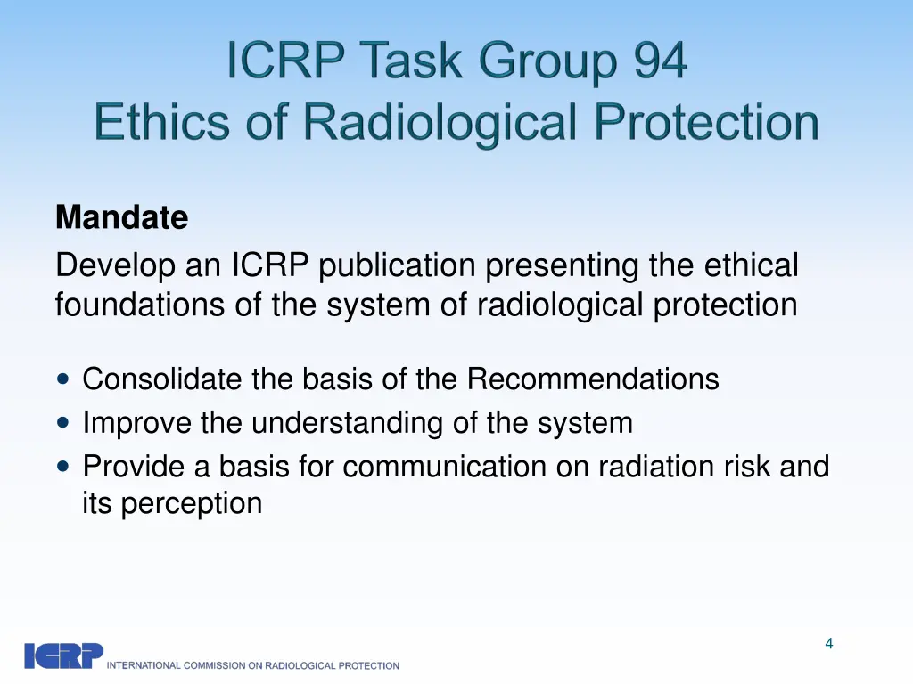 mandate develop an icrp publication presenting