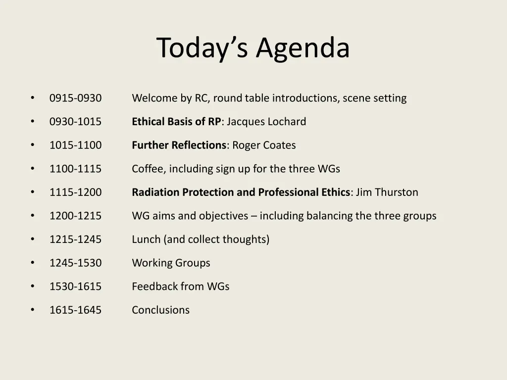 today s agenda