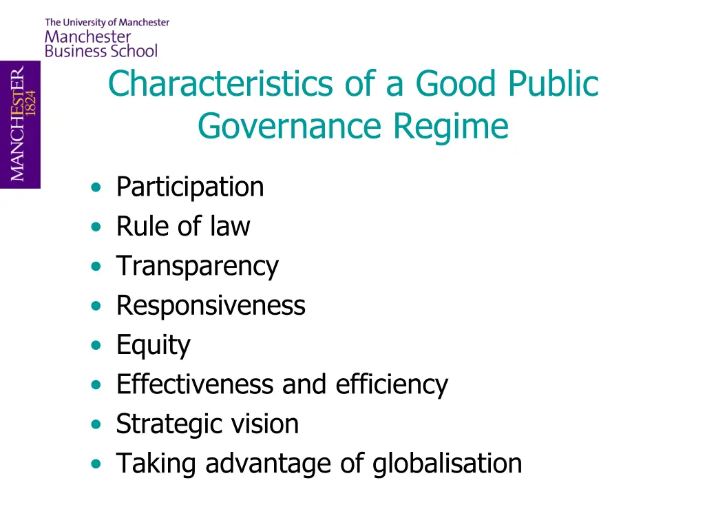 characteristics of a good public governance regime