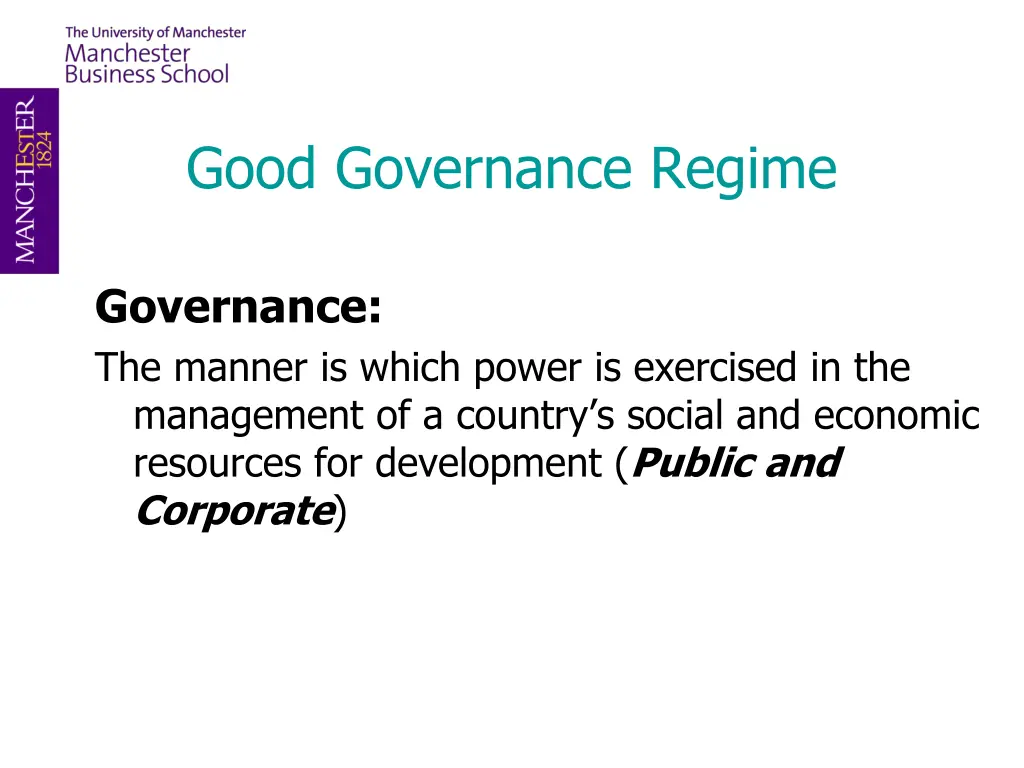good governance regime