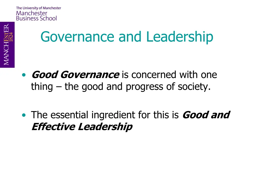 governance and leadership