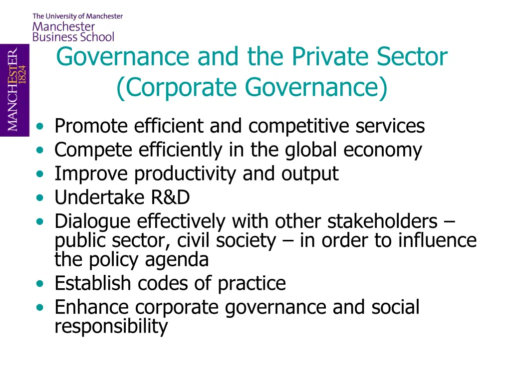 governance and the private sector corporate