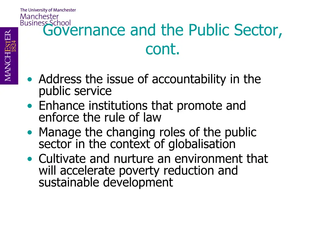 governance and the public sector cont