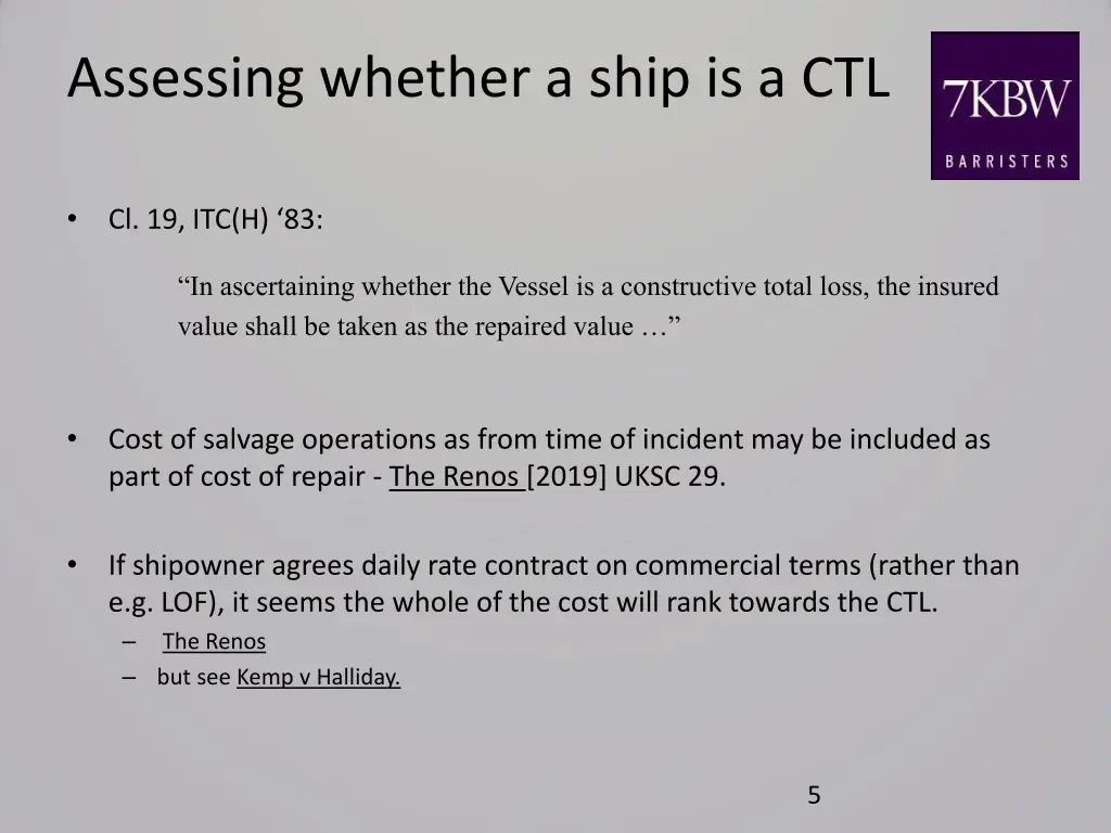 assessing whether a ship is a ctl