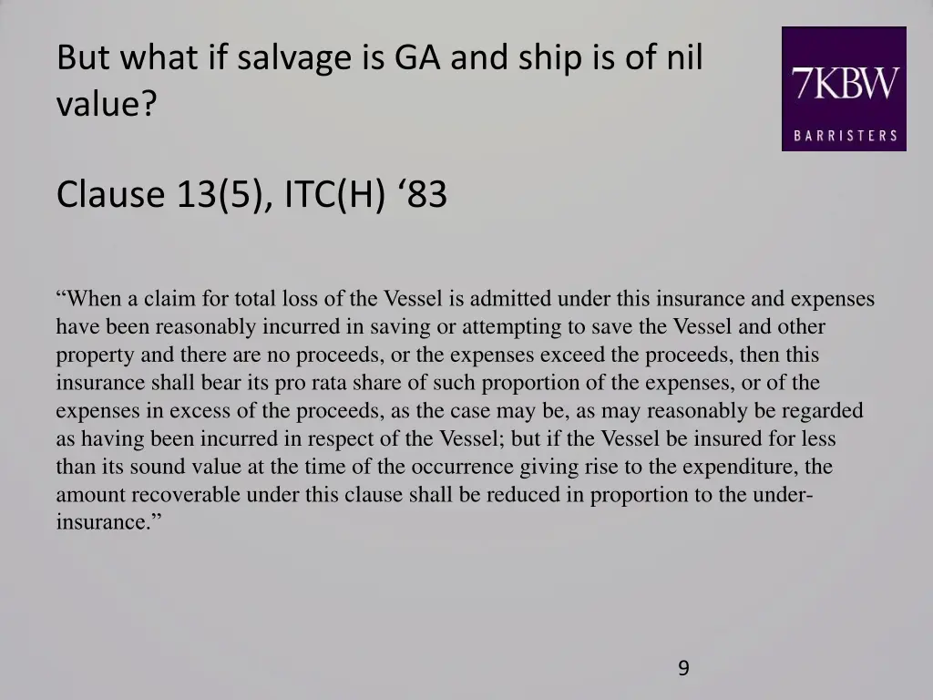 but what if salvage is ga and ship is of nil value